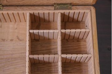 アンティーク雑貨　昭和レトロ　ナラ材　温かみのある質感が魅力の収納ボックス(小物入れ、スタンプ入れ)