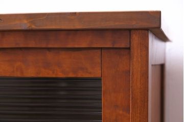 レトロ家具　昭和レトロ　モールガラス入り!　シンプルなデザインの小振りなローボード(収納棚、戸棚)