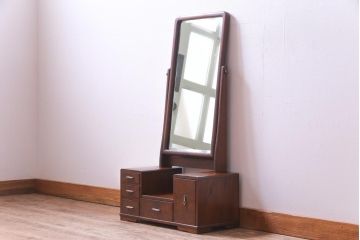 アンティーク雑貨　和製アンティーク　指物家具　ケヤキ材　上品な佇まいの鏡台(鏡、ドレッサー)