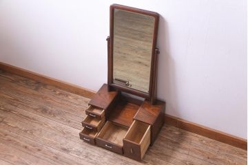 アンティーク雑貨　和製アンティーク　指物家具　ケヤキ材　上品な佇まいの鏡台(鏡、ドレッサー)