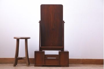 アンティーク雑貨　和製アンティーク　指物家具　ケヤキ材　上品な佇まいの鏡台(鏡、ドレッサー)