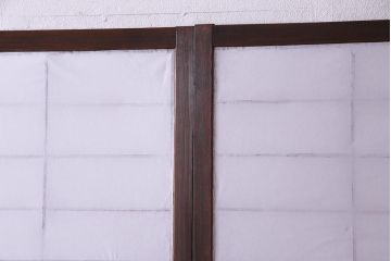 【商談品】昭和期　ガラス入り　小さな障子戸付きの雪見障子(猫間障子、引き戸、擦り上げ障子戸、擦上障子戸、建具)4枚組