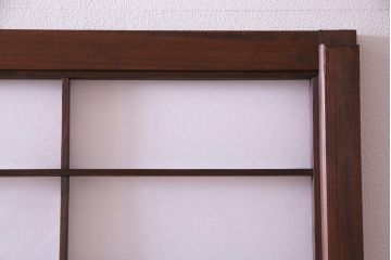 【商談品】昭和期　ガラス入り　小さな障子戸付きの雪見障子(猫間障子、引き戸、擦り上げ障子戸、擦上障子戸、建具)4枚組