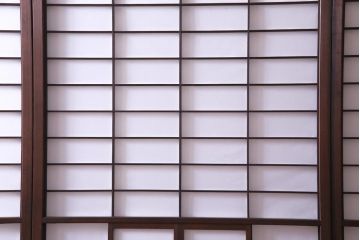 【商談品】昭和期　ガラス入り　小さな障子戸付きの雪見障子(猫間障子、引き戸、擦り上げ障子戸、擦上障子戸、建具)4枚組