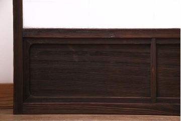 【商談品】昭和期　ガラス入り　小さな障子戸付きの雪見障子(猫間障子、引き戸、擦り上げ障子戸、擦上障子戸、建具)4枚組