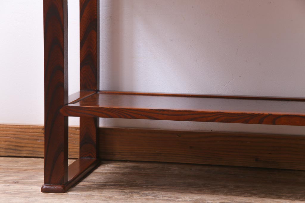 アンティーク家具　昭和期　ケヤキ材　迫力のある杢目が魅力的な朝鮮棚(飾り棚)