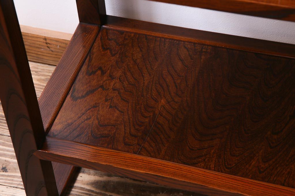 アンティーク家具　昭和期　ケヤキ材　迫力のある杢目が魅力的な朝鮮棚(飾り棚)