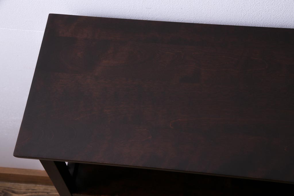 中古　北海道民芸家具　側面の格子がお洒落な本棚(飾り棚、陳列棚)