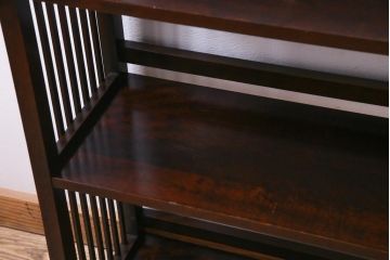 中古　北海道民芸家具　側面の格子がお洒落な本棚(飾り棚、陳列棚)