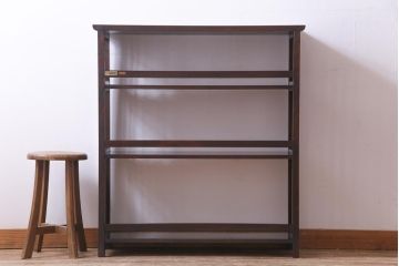 中古　北海道民芸家具　側面の格子がお洒落な本棚(飾り棚、陳列棚)