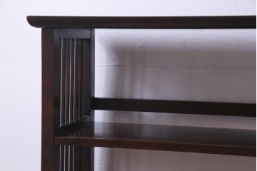 中古　北海道民芸家具　側面の格子がお洒落な本棚(飾り棚、陳列棚)