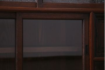 アンティーク家具　和製アンティーク　上手物!　ケヤキ・黒柿材　引き出しのデザインが珍しい戸棚(茶箪笥、収納棚)