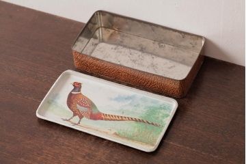 アンティーク雑貨　イギリスビンテージ　Cadbury(キャドバリー)　キジの絵のティン缶(ブリキ缶)