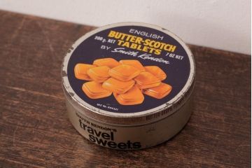アンティーク雑貨　イギリスビンテージ　Smith Kendon　バタースコッチのティン缶(キャンディー缶)