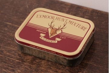 アンティーク雑貨　イギリスビンテージ　EXMOOR HUNT MIXTURE　パイプ煙草のティン缶(シガレットケース、タバコ缶)