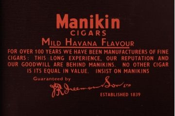 アンティーク雑貨　イギリスビンテージ　Manikin Cigars　シンプルで格好良いティン缶(シガレットケース、タバコ缶)