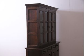 中古　九州民芸家具　上品さと高級感あふれる佇まいが魅力の食器棚(定価約80万円)(収納棚、カップボード)