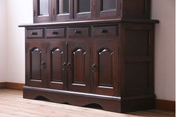 中古　九州民芸家具　上品さと高級感あふれる佇まいが魅力の食器棚(定価約80万円)(収納棚、カップボード)