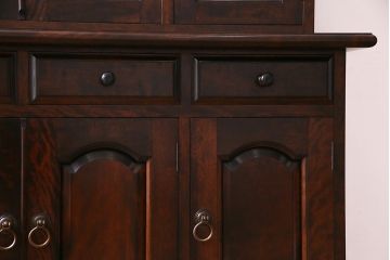 中古　九州民芸家具　上品さと高級感あふれる佇まいが魅力の食器棚(定価約80万円)(収納棚、カップボード)