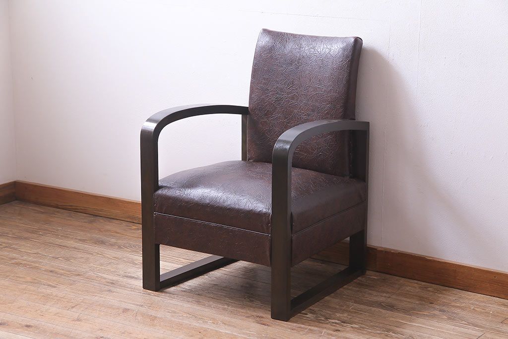 レトロ家具　ビンテージ　レトロな味わいを醸し出すアームソファ(1人掛けソファ)(3)