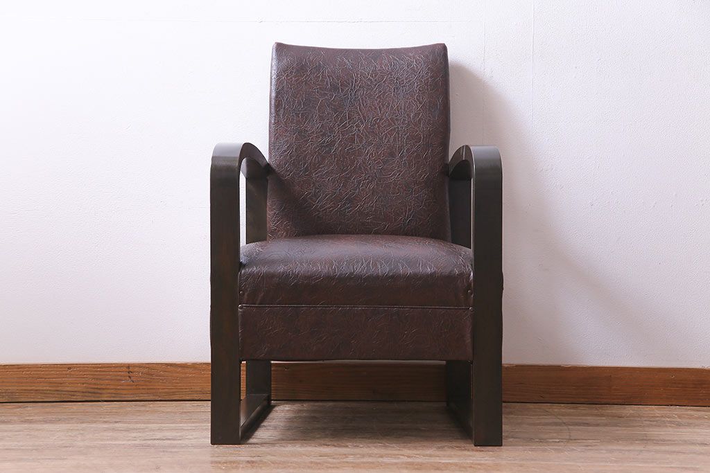 レトロ家具　ビンテージ　レトロな味わいを醸し出すアームソファ(1人掛けソファ)(3)