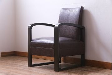 レトロ家具　ビンテージ　レトロな味わいを醸し出すアームソファ(1人掛けソファ)(3)