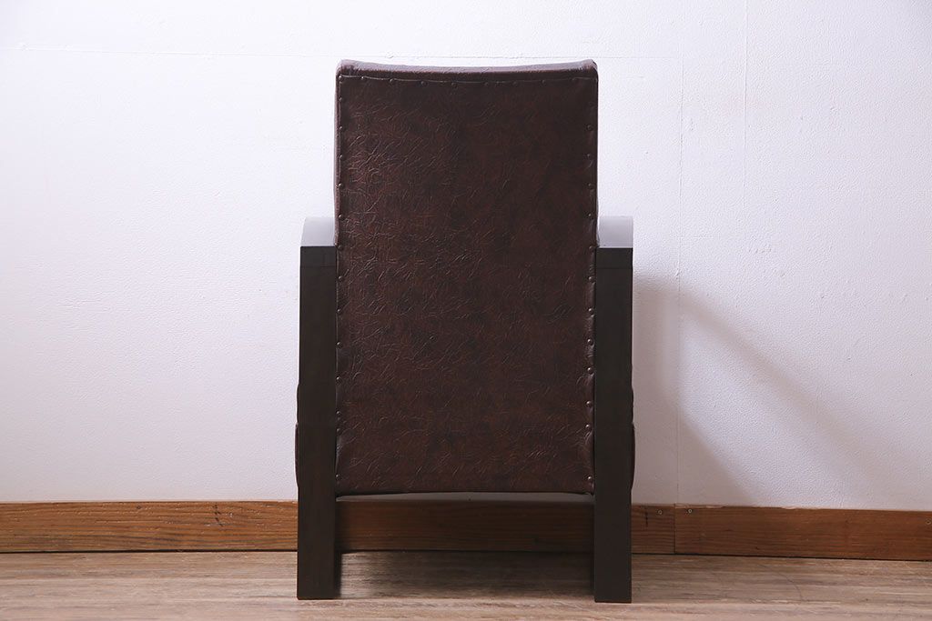 レトロ家具　ビンテージ　レトロな味わいを醸し出すアームソファ(1人掛けソファ)(3)