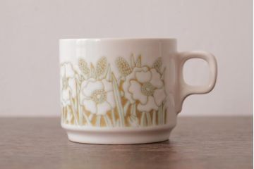 イギリスビンテージ　Hornsea(ホーンジー)　FLEUR(フルール)　淡い色合いが優しげなカップ&ソーサー2客セット(コーヒーカップ)(1)