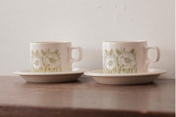 イギリスビンテージ　Hornsea(ホーンジー)　FLEUR(フルール)　カップ&ソーサー2客セット(コーヒーカップ)