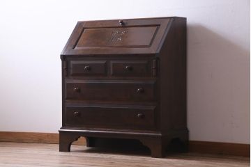 中古　松本民芸家具　高島屋記念モデル　M型ビューロー(ライティングビューロー、デスク、在宅ワーク、在宅用)(定価約30万円)(1)