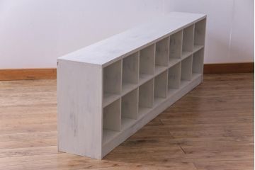 ペイント家具　2×7マス　アンティーク風の淡いカラーがお洒落なマス目棚(収納棚、ロッカー、下駄箱、オープンラック)