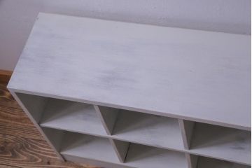 ペイント家具　2×7マス　アンティーク風の淡いカラーがお洒落なマス目棚(収納棚、ロッカー、下駄箱、オープンラック)