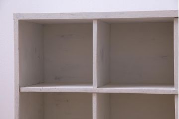 ペイント家具　2×7マス　アンティーク風の淡いカラーがお洒落なマス目棚(収納棚、ロッカー、下駄箱、オープンラック)