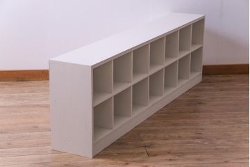 ペイント家具　2×7マス　シンプルなデザインが使いやすいマス目棚(収納棚、ロッカー、下駄箱、オープンラック)