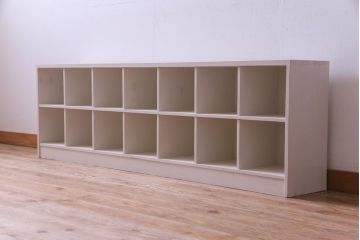 ペイント家具　2×7マス　シンプルなデザインが使いやすいマス目棚(収納棚、ロッカー、下駄箱、オープンラック)