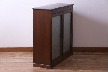 アンティーク家具　昭和中期　ダイヤガラス入り　味わい深い佇まいが魅力の戸棚(収納棚、キャビネット)