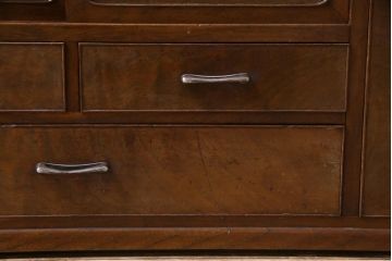 アンティーク雑貨　高級指物家具　桑材・桐材　繊細な技が光る手鏡付き三面鏡(ドレッサー、鏡台、ミラー)