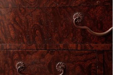 アンティーク家具　和製アンティーク　総ケヤキ材　玉杢が上品な引き出し付きの鏡台(化粧箱、小引き出し、小物収納)(1)