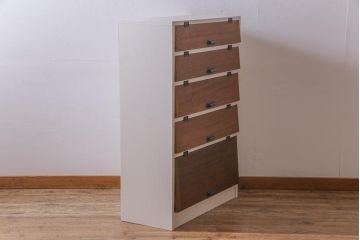 リメイク家具　パタパタ扉の収納棚(5段タイプ)(戸棚、下駄箱)