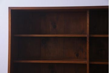 アンティーク家具　大正昭和期　大ぶりな2段重ね収納棚(飾り棚、ガラス戸棚、本箱)