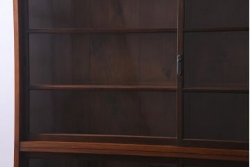 アンティーク家具　大正昭和期　大ぶりな2段重ね収納棚(飾り棚、ガラス戸棚、本箱)