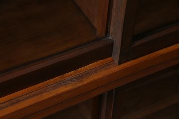 アンティーク家具　大正昭和期　大ぶりな2段重ね収納棚(飾り棚、ガラス戸棚、本箱)