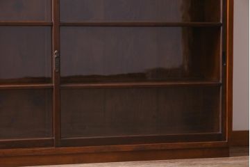 アンティーク家具　大正昭和期　大ぶりな2段重ね収納棚(飾り棚、ガラス戸棚、本箱)
