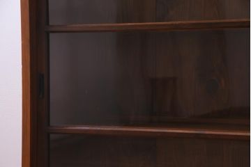 アンティーク家具　大正昭和期　大ぶりな2段重ね収納棚(飾り棚、ガラス戸棚、本箱)