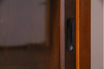 アンティーク家具　大正昭和期　大ぶりな2段重ね収納棚(飾り棚、ガラス戸棚、本箱)
