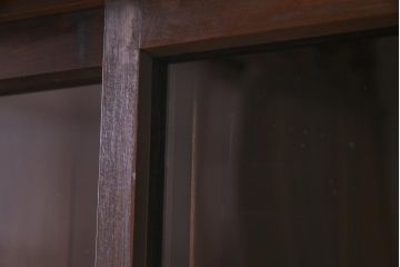 アンティーク家具　大正昭和期　大ぶりな2段重ね収納棚(飾り棚、ガラス戸棚、本箱)