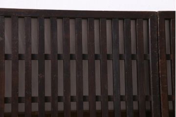 和製アンティーク　ヒノキ材　和の雰囲気高める三つ折り帳場格子(衝立、パーテーション)