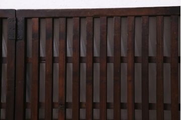 和製アンティーク　ヒノキ材　和の雰囲気高める三つ折り帳場格子(衝立、パーテーション)