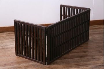 和製アンティーク　ヒノキ材　和の雰囲気高める三つ折り帳場格子(衝立、パーテーション)
