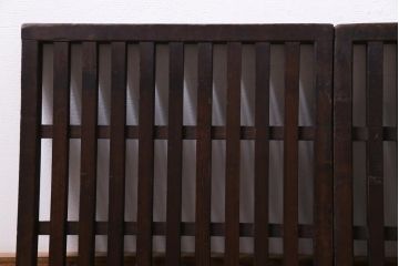 和製アンティーク　ヒノキ材　和の雰囲気高める三つ折り帳場格子(衝立、パーテーション)